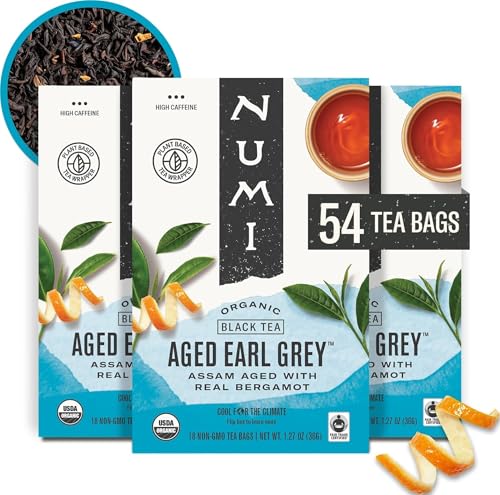 Numi Organic Aged Earl Grey Black Tea, 54 Biodegradable Tea Bags