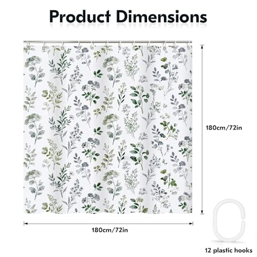 Watercolor Forest Shower Curtain - 72x72 Inches Botanical Design