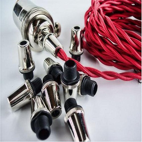 Retro Metal 20 Pcs Strain Relief Cord Connector Pendant Lighting Cord,PRUNLLA Aluminum Threaded Cord Grip Wire Clamp for Handmade Lighting,Lamps,Pendant (Glossy Black)