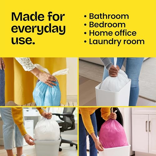 Glad Small Drawstring Trash Bags, 4 Gallon, Lemon Fresh Bleach, 34 Count