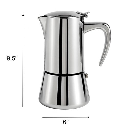 Natier Stainless Steel Stovetop Espresso Maker – Italian Moka Pot, Induction Compatible Espresso Coffee Maker with Safety Valve (10 Cups)