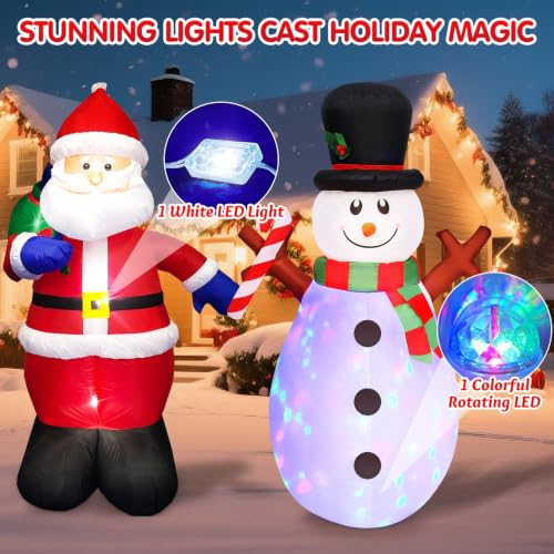 5 FT Inflatable Santa and Snowman Christmas Yard Decorations with Bright LEDs