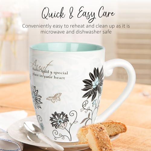 20 oz Auntie Coffee Mug - Heartfelt Floral Design for Aunts - Microwave & Dishwasher Safe - Multicolor