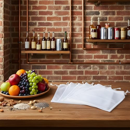 12 Pack Nylon Straining Bags for Juicing, Nut Milk & Wine