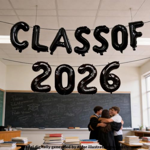 Class of 2026 Graduation Balloons Banner - Metallic Foil Letters