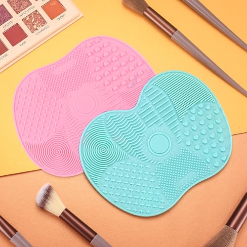 2 Pcs Silicone Makeup Brush Cleaner Mat with Suction Cup