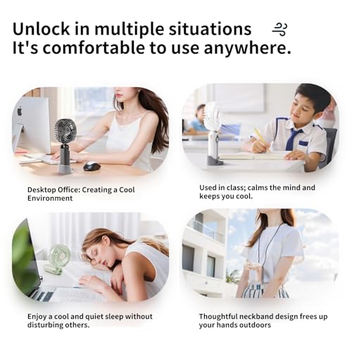 Megjuwos Mini Turbo Handheld Fan - USB Rechargeable, Lightweight & 5 Speeds, Pink