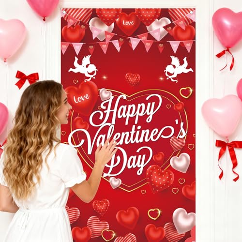 Valentine's Day Door Cover Banner - Cupid Hearts 5.9x2.6 ft