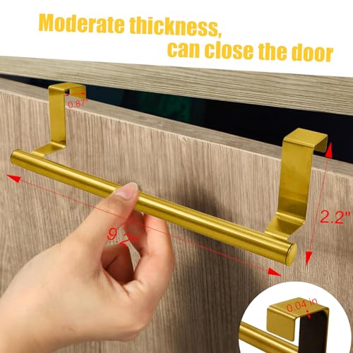 Coufce 2-Pack Over-the-Door Towel Rack - 9 Inch Gold Stainless Steel Holder