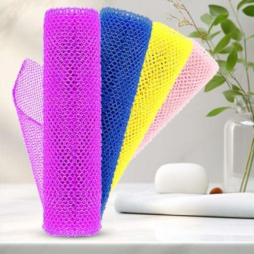 SpiralScgv 4-Pack African Net Sponge Exfoliating Body Scrubber