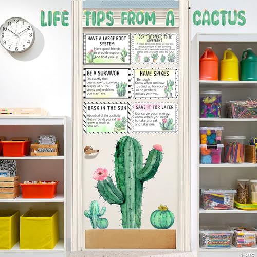 Cactus Bulletin Board Decoration Set - Inspirational Classroom Decor, 41 Pcs