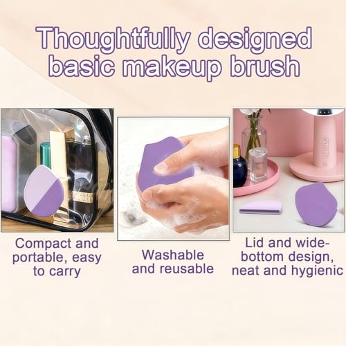 SIHIMESOLFVE Silicone Foundation Brush - Flat Head Makeup Tool in Purple