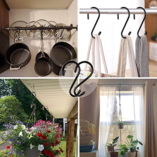 HiGift 12-Pack 4.5-Inch Vinyl Coated S-Hooks, Heavy Duty Non-Slip Black Steel