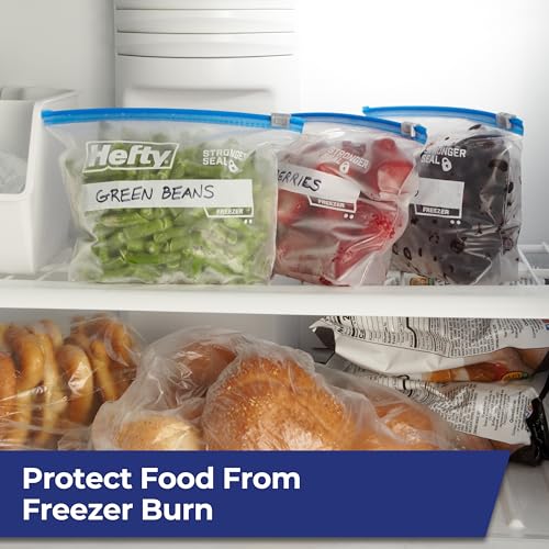 Hefty Slider Quart Freezer Bags, 74 Count - Extra Strong Seal