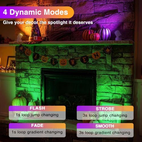 URTOM 4 Pack Indoor RGBW Uplighting Spotlights with Remote, Dimmable LED Christmas Lights