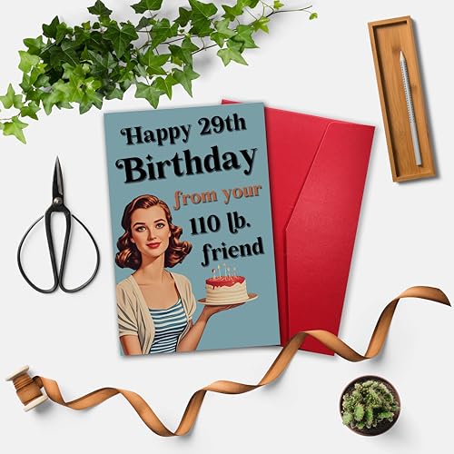 Funny 29th Birthday Joke Card for Women - Retro Humorous Greeting Card