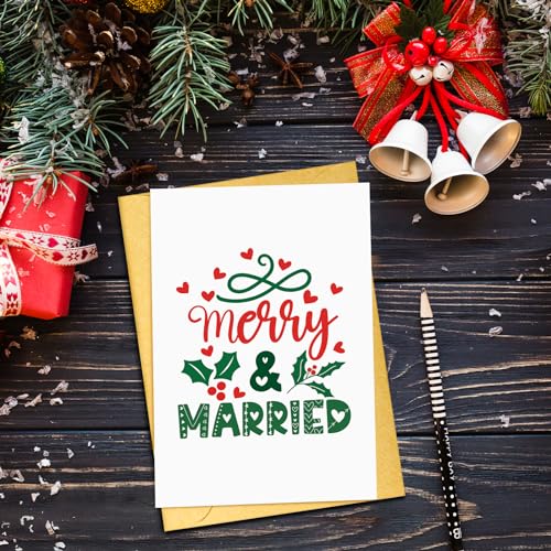 First Christmas Card for Newlyweds - Merry & Married Design