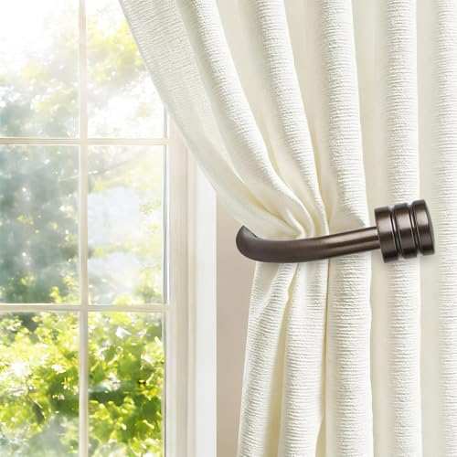 TONIAL Bronze Curtain Holdbacks with Classic Cap Finials (2 Pack) - Durable Wall-Mounted Hooks for Drapes