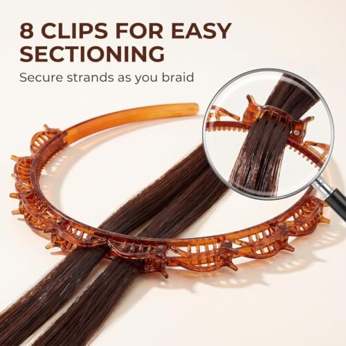 Double Layer Twist Braid Headband with Small Clips 2-Piece Set