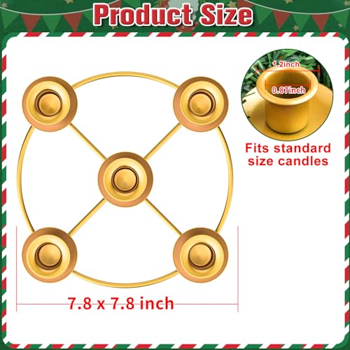 Gold 5-Candle Advent Wreath Candle Holder for Christmas Table Decor