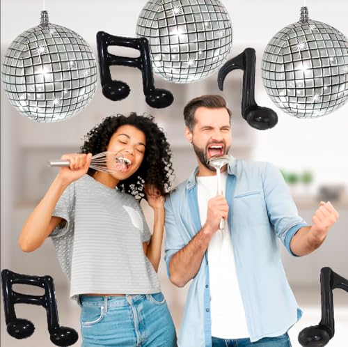 FBQ 18-Inch Silver Music Note Foil Balloon - Disco Themed Party Decor