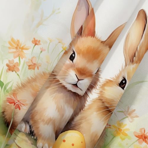 JAWO Vintage Bunny Rabbit Shower Curtain - 70x70 Inches, Spring Floral Design