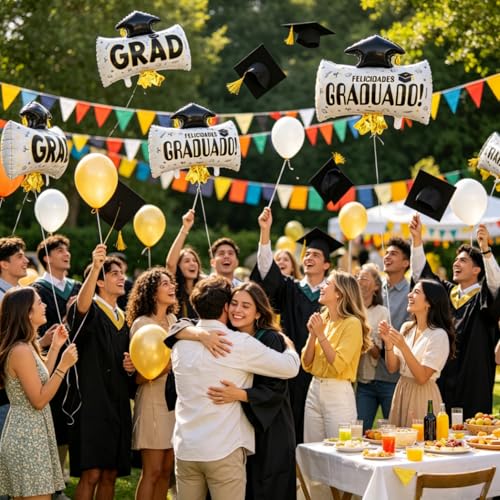 Graduation Diploma & Cap Foil Balloons - Congrats Grad Decor