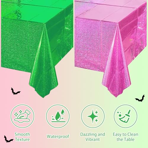 Holographic Tablecloth Set - 2 Pcs Pink & Green 39" x 106"