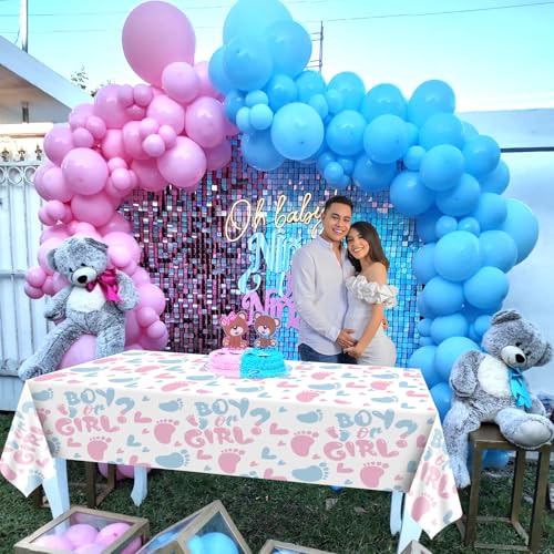Gender Reveal Tablecloth 2-Pack, Pink and Blue Party Table Covers 51x86 Inch