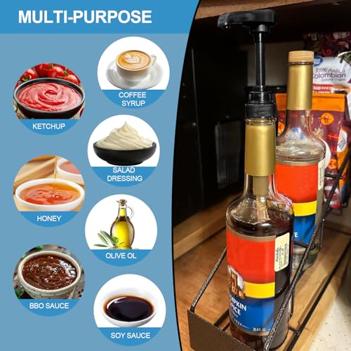6 Pcs Black Syrup Pumps for 750ml Bottles - Coffee Bar Dispenser Set