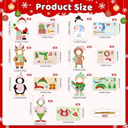 Colorful Christmas Picture Frame Craft Kit for Kids - 28 Pack DIY Ornaments