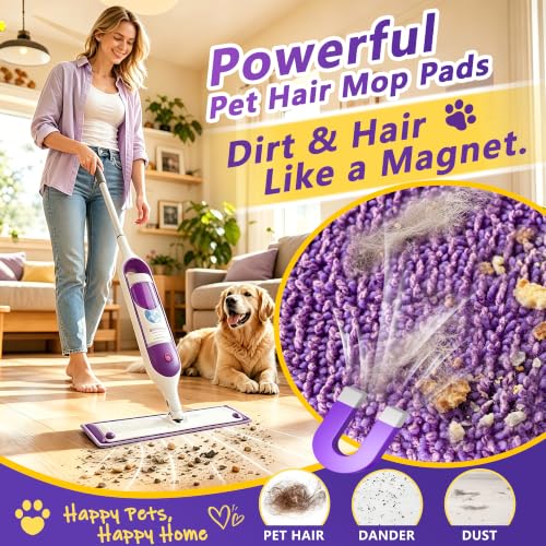 FIXSMITH 4 Pack Reusable Microfiber Mop Pads for Swiffer Power & Spray Mops