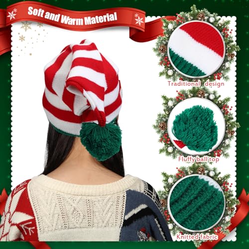 Christmas Knitted Santa Hat Set - Holiday Elf Beanies for Adults & Kids