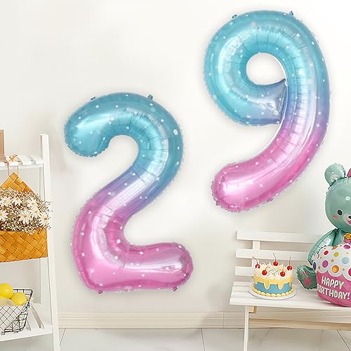 40 Inch Starry Sky Blue Number 19 Foil Balloon for Birthday & Events