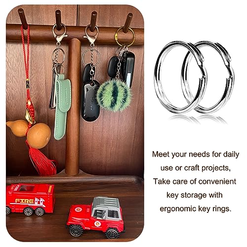 1-Inch Silver Key Rings - 50 Pack Durable Metal Keychains