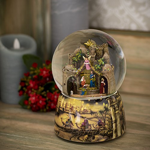 Animated Christmas Snow Globe with Musical Tune - Bethlehem City 120mm