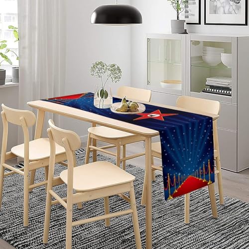 Red Carpet Table Runner Gold Star Spotlight Movie Night Decor 13x36in - Variation W13"x L36" / Moviered-5