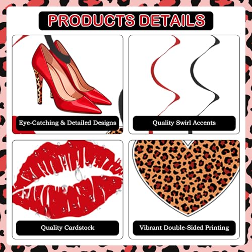 Cheetah & Cherry Birthday Decorations Set - Pre-Strung Banner & Swirls