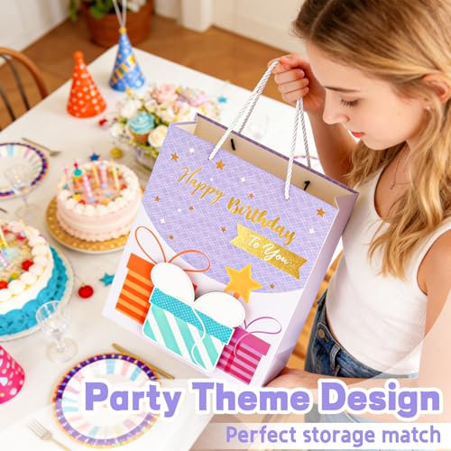 HUIYOULAI 3D Lavender Birthday Gift Bag with Card & Tissue Paper