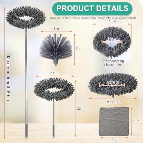 Ceiling Fan & Cobweb Duster Set with Telescopic Pole – Microfiber Reusable Dusting Kit