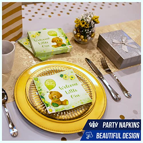 Iconikal 75-Pack Baby Shower Party Napkins Gender Neutral Green