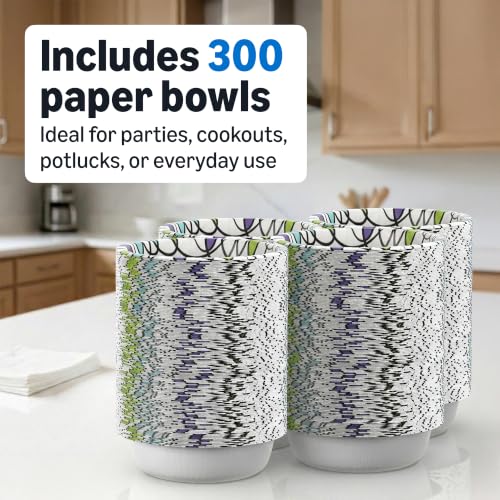 Amazon Basics Disposable Paper Bowls 20 Oz, 300 Count, White, Pack of 6