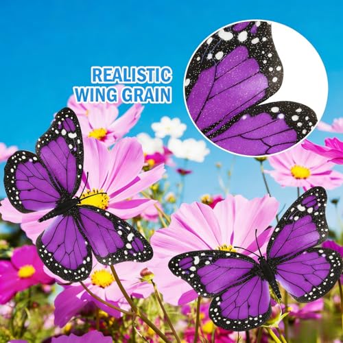 AQUEENLY Monarch Butterfly Decorations - 12 Premium Purple Wall Decor