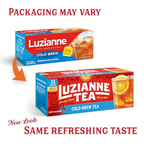 Luzianne Unsweetened Cold Brew Black Iced Tea Bags, 22 Count