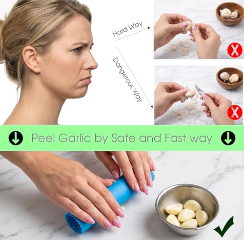 Silicone Garlic Peeler and Measuring Spoon Set - 2-in-1 Kitchen Gadget