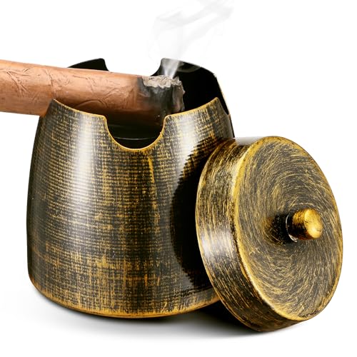 Small Cigar Ashtray with Lid - Windproof Outdoor Decor