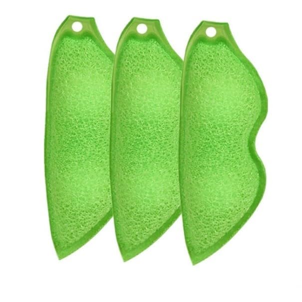 BWESOO 3 Pcs Green Bean-Shaped Multipurpose Bottle and Cleaning Sponge Set