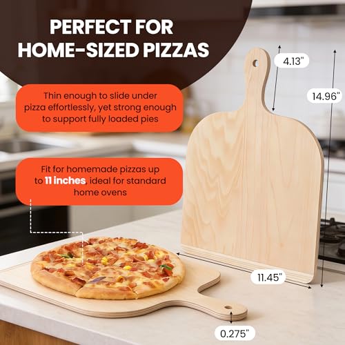 Gicyiit 11-Inch Wooden Pizza Peel with Beveled Edge for Easy Launching
