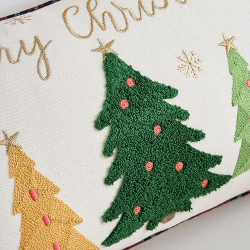Christmas Tree Pillow Cover 12x20 Inches Merry Christmas Snowflakes Home Decor