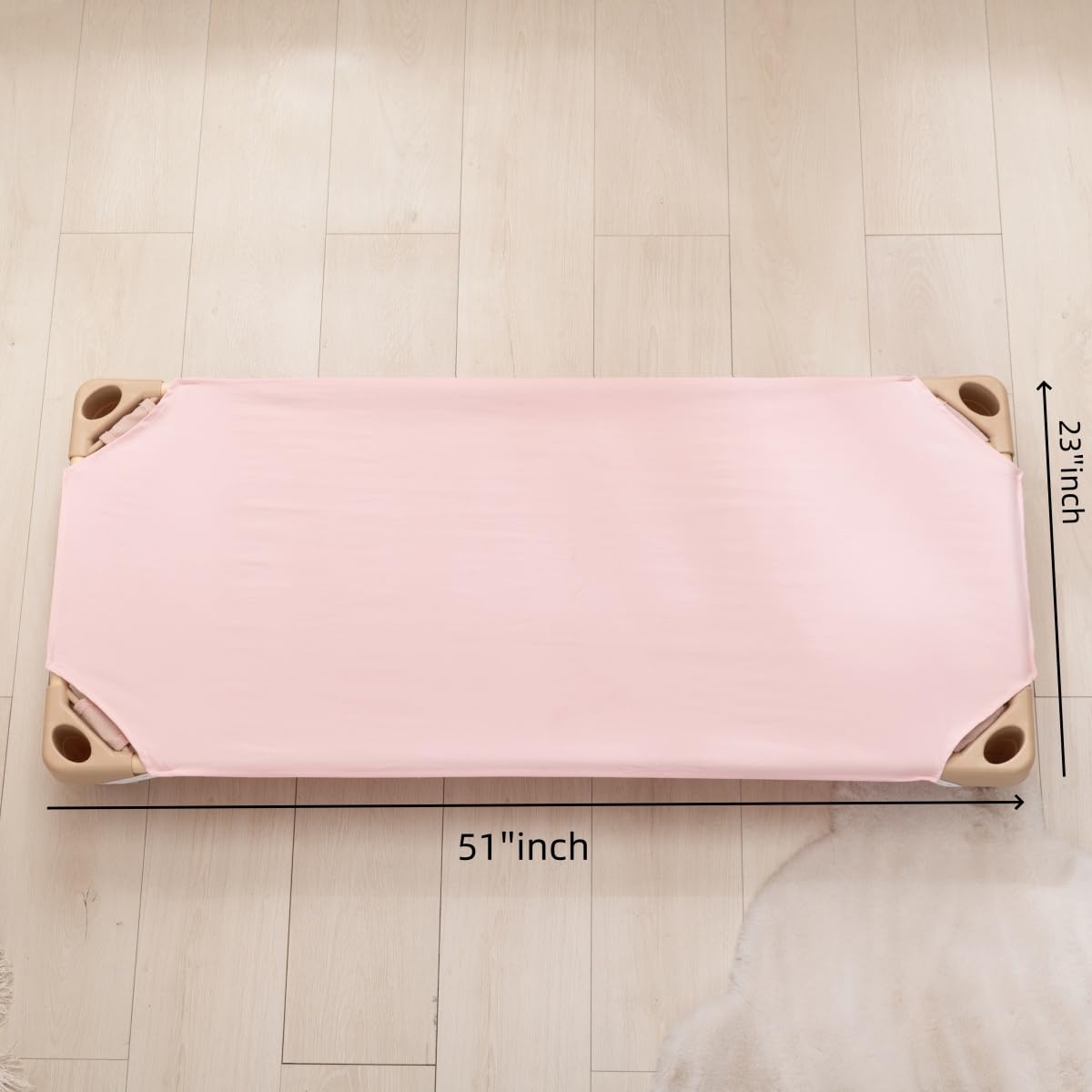 2 Pcs Cot Sheet for Daycare, 23" X 51", Pink Daycare Cot Bedding with Corner Elastic Loops for Child Boys Girls,Soft & Comfortable Brushed Microfiber - Fitted Cot Cover for Preschool Kids Nap Time